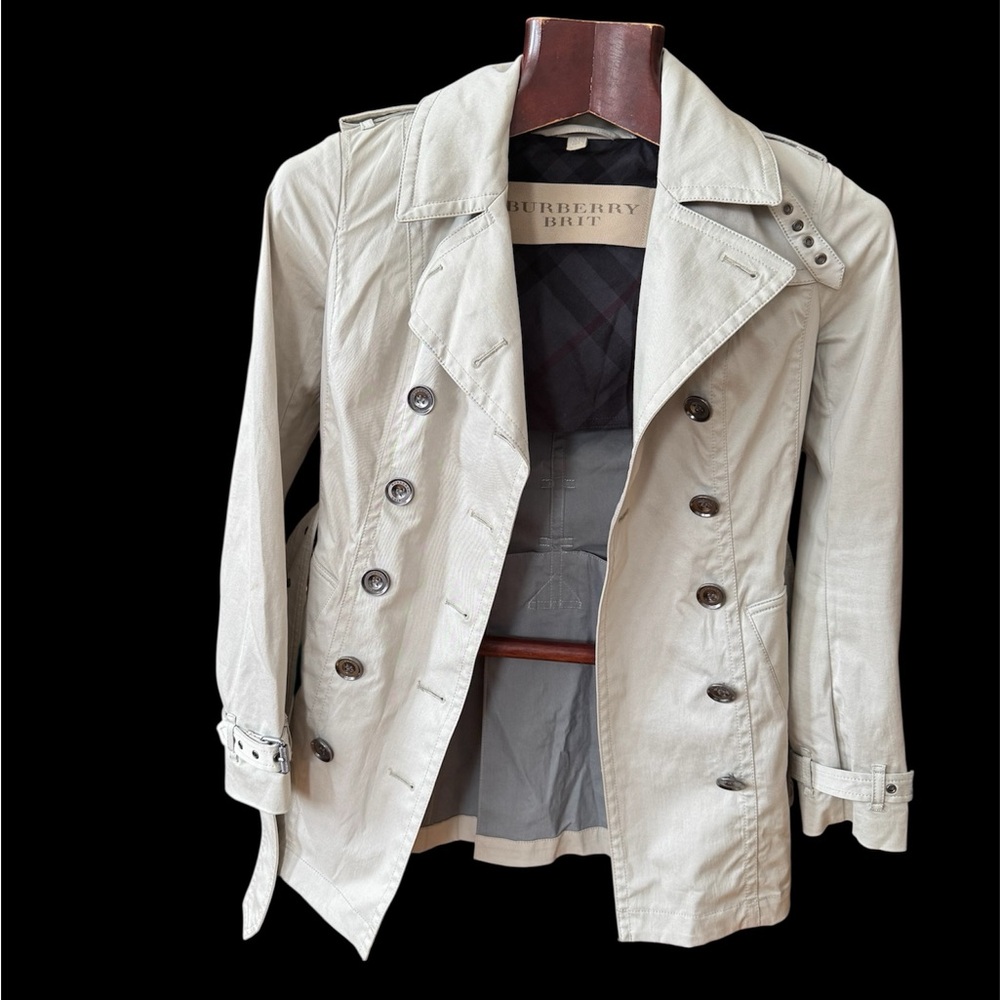 Burberry Brit Beige Double-Breasted Trench Jacket